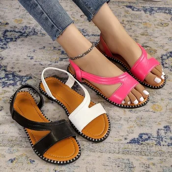 2023 Летние новые сандалии, женская повседневная обувь на плоской подошве, женские вьетнамки, модная удобная уличная женская обувь