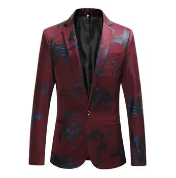 Мужской костюм с набивным рисунком облегающий однобортный модный роскошный пиджак ABD677