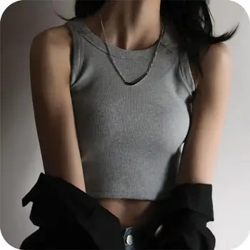 Короткий черный камзол с ниткой-грунтовкой, женская летняя верхняя одежда в тон без рукавов, модный маленький топ в стиле Design Sense