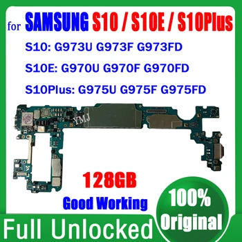128 ГБ Для Samsung Galaxy S10 Plus G975F G975U S10 G973F G973U S10E G970F G970U Логическая Плата 100% Оригинальная Материнская Плата Полностью Протестирована