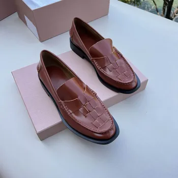 2023 Летние Туфли-лодочки, Модная Женская Обувь С круглым носком, Лаконичная Дизайнерская Обувь Из натуральной Кожи, Женская Chaussure Femme, Размер 35-39