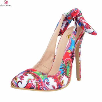 Оригинальное намерение, Супер Элегантные женские туфли-лодочки, Модные туфли-лодочки на тонком высоком каблуке с острым носком, разноцветная женская обувь Размера Плюс США 4-15