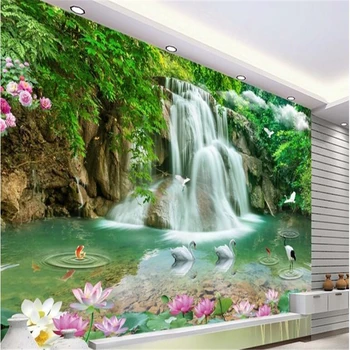 пользовательские флизелиновые обои beibehang трехмерный пейзаж водопад пейзаж 3D ТВ фоновая стена