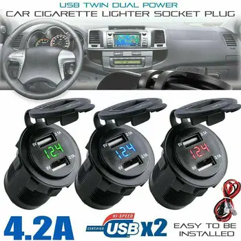Автомобильная розетка питания 12 В/24 В USB-зарядное устройство для автомобильного прикуривателя 4.2a Двойное Usb-зарядное устройство для мотоцикла, авто-прикуриватель Y8z6