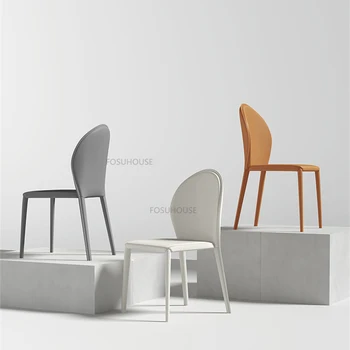 Скандинавский обеденный стул из искусственной кожи для домашней мебели, Ресторанные обеденные стулья Со спинкой, Высококлассный кухонный обеденный стул в стиле ретро