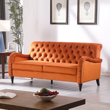 Оранжевый Честерфилд; 3-местный, современный диван, простой в сборке, мягкий и удобный для внутренней мебели для гостиной