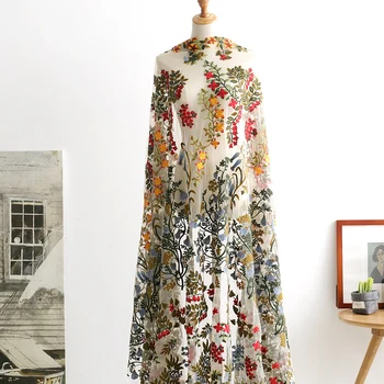 0,5 метра букет Сетка кружево мягкая ткань с вышивкой hanfu вечернее платье DIY Кукольная одежда Выпускной Дизайн для Выступления Платье