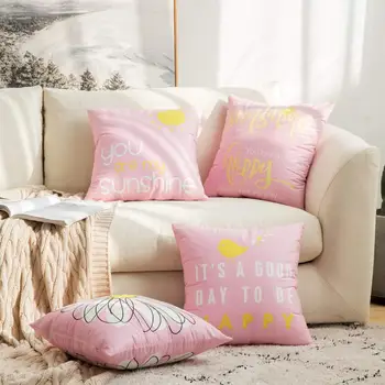 Дейзи ты мое солнышко счастливая птица розовая наволочка чехол для диванной подушки украшение дома можно настроить специально для вас 40x40 50x50 60x60