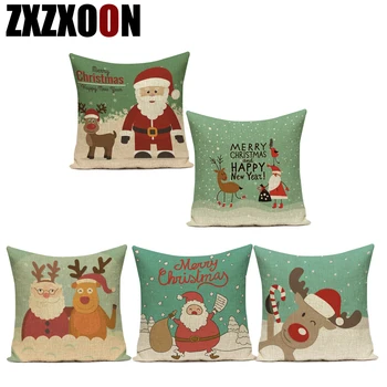 Милые мультяшные декоративные подушки с Рождеством, Санта-Клаус, Олень, Снеговик, подушки, чехлы для дивана, домашняя гостиная