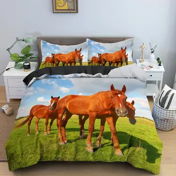 Комплект постельного белья с принтом лошади, Пододеяльник EU/US/AU /UK Single Twin Full Queen King Size