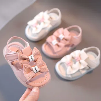 Летняя детская обувь из искусственной кожи для новорожденных мальчиков и девочек, обувь для первых прогулок, обувь для маленьких девочек с принцессой и бантом