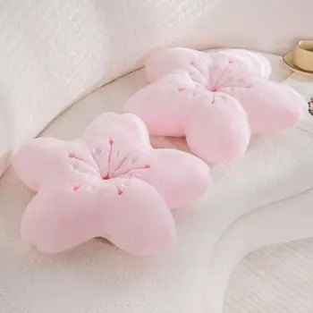 Плюшевая игрушка Розовая подушка с лепестками вишни, коврик, мягкая подушка с цветочным рисунком Каваи, Напольная подушка для сиденья, Плюшевая подушка Сакура, плюшевый реквизит