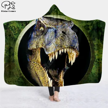 одеяло с капюшоном с 3D принтом Динозавра, взрослое красочное детское Шерп-Флисовое Носимое Одеяло, постельное белье из микрофибры