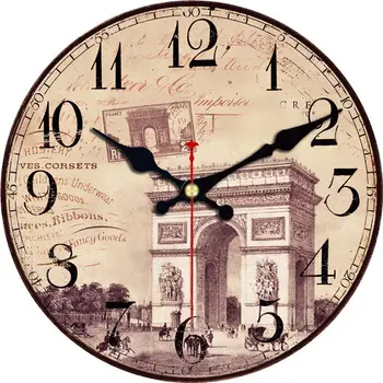 Настенные часы с бесшумной историей в стиле французской Италии, деревянные круглые настенные часы с большими арабскими цифрами