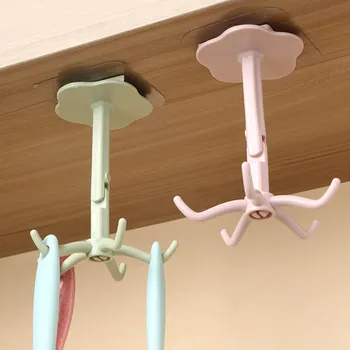 360 градусов вращается кухня крючки водонепроницаемый самоклеющиеся 6 крючки стены крюк полотенце вешалка для одежды подвесные аксессуары для дома баня 