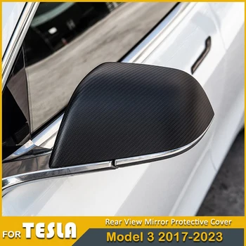 Model3 Автомобиль из настоящего углеродного волокна, Матовое Зеркало заднего вида, Защитный чехол для Tesla Модель 3 2021 Аксессуары, Модель Три Новых