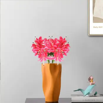 Элегантная привлекательная имитация 10 головок Маленькие лилии Мягкая резиновая имитация цветка Эстетичный свадебный декор