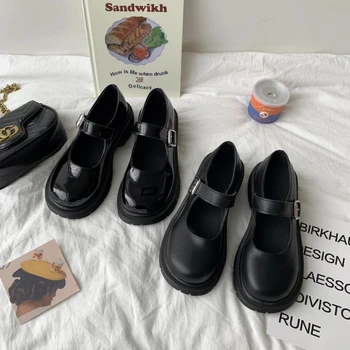 2022 Осенняя маленькая кожаная обувь Mary Jane, Женская обувь большого размера, Универсальная обувь на платформе в британском стиле в стиле ретро с круглым носком, Chaussure Femme