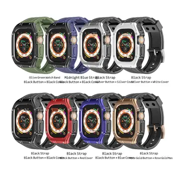 Силиконовый ремешок + чехол для ПК для Apple Watch Ultra 49mm Barrel TPU Ремешок Для Часов Спортивный Уличный Ремешок iwatch 8 New
