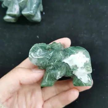 Натуральные камни 1,5-дюймовый кристалл Слоновий Мох Агат Слоновий хрусталь Животные для украшения дома