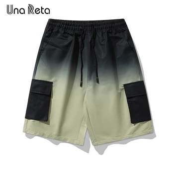 Летние мужские шорты Una Reta в стиле ретро, новая уличная одежда, шорты с градиентным принтом в стиле хип-хоп, повседневные шорты для пары в стиле харадзюку с эластичной талией,