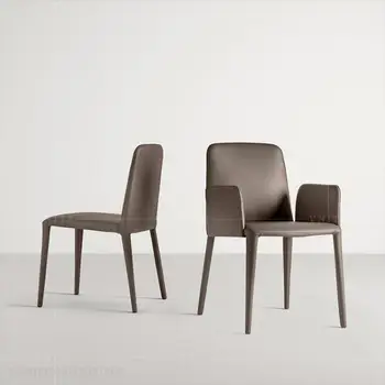 Минималистичный Кожаный обеденный стул в итальянском стиле, современный Простой Легкий Роскошный стул, домашний стул со спинкой, Креативный дизайнер