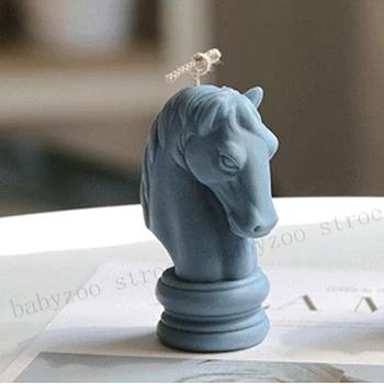 Силиконовая форма для свечи со статуей головы лошади, скульптура для верховой езды, Художественная фигурка животного, форма для свечи Пони