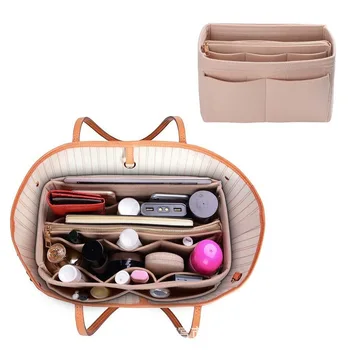 2022 Новый женский органайзер для макияжа, войлочная сумка-вкладыш для сумочки, внутренний кошелек, Портативные косметички, подходящие для сумок различных брендов.
