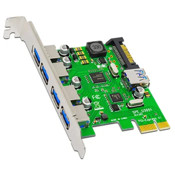 BTBcoin Дополнительная карта 5 Портов USB 3.0 PCI-e Карта расширения PCIE USB Адаптер PCI E PCI Express X1 USB 3.0 Контроллер USB3.0 Карта НОВАЯ