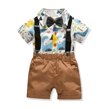 Одежда для маленьких мальчиков; Коллекция 2019 года; Новые летние комплекты одежды; Хлопковая детская одежда для маленьких мальчиков; комплект одежды из 2 предметов; комплекты одежды