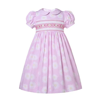 Pettigirl 2023, летние платья принцессы с вышивкой розовой маргаритки для детей, детская свадебная вечеринка, Размеры 26781012 года