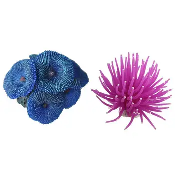 2 шт. Аквариумных рыбок, морской искусственный Коралловый орнамент, фиолетовый и синий