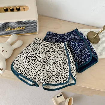 Корейские летние Новые шорты для маленьких мальчиков, одежда из Леопардового хлопка с резинкой, Модные повседневные шорты, Короткие штаны для мальчиков
