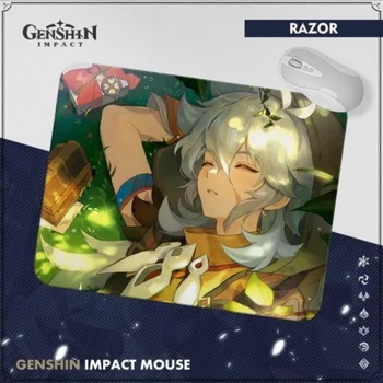 Аниме-игра Genshin Impact Cos Hutao Fischl Razor Ganyu Klee Keqing и др.  Силиконовый коврик для мыши с принтом 20,8x26x0,3 см в подарок