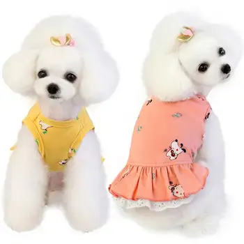 Летнее хлопчатобумажное платье для щенка с рисунком передней лапы для собак