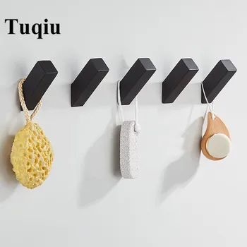 Черные крючки Tuqiu для ванной, кухонная вешалка, настенный крючок из нержавеющей стали для ключей, крючок для пальто, полотенца, крючок для халата, оборудование для ванной комнаты