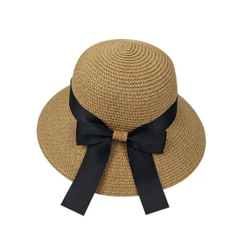 2023 Соломенная шляпа для мамы и детей, Пляжная кепка с большим бантом для девочки, Летняя Солнцезащитная шляпа с большими полями, Солнцезащитная Шляпа для взрослых, Женская Панама, кепки