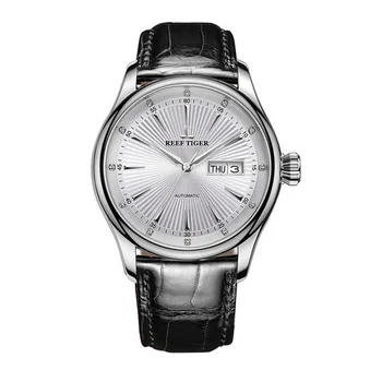 мужские автоматические наручные часы,часы мужские Reef Tiger man люксового бренда водонепроницаемые механические наручные часы с кожаным ремешком reloj RGA8232