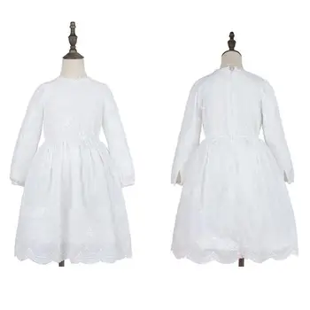 2023 Белые кружевные платья с цветочным узором для девочек на день рождения, свадебное вечернее бальное платье-пачка, кружевное детское платье с цветочным узором