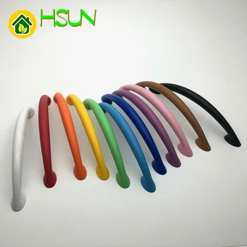 Цветная ручка шкафа для детской комнаты, ящика для детского сада, дверной ручки для обувного шкафа, Расстояние между отверстиями 64 мм/96 мм/128 мм, цветная ручка