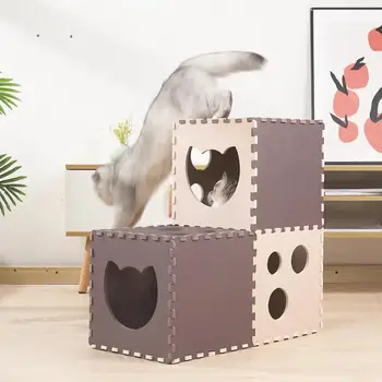 14 шт. Экологичная игрушка-туннель для кошек, устойчивый к укусам Складной многоразовый игровой коврик для котенка-туннеля