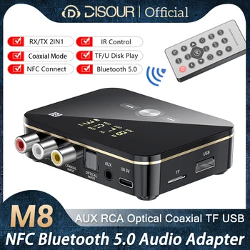 NFC Bluetooth 5,0 Передатчик Приемник 3,5 мм RCA Оптический Коаксиальный TF/U Диск Воспроизведения/ИК-Управление СВЕТОДИОДНЫЙ Беспроводной Аудиоадаптер Для Телевизора ПК