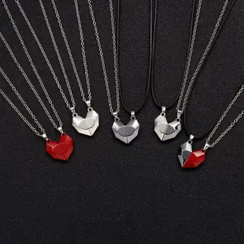 1 Пара магнитных парных ожерелий с подвеской в виде сердца для любителей моды, ожерелье, парный подарок на День Святого Валентина, ювелирные изделия для любителей