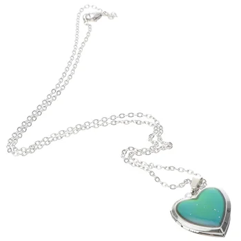 1шт Подвеска в форме сердца, меняющая цвет, с настроением, ожерелье с эмоциями для дам в подарок