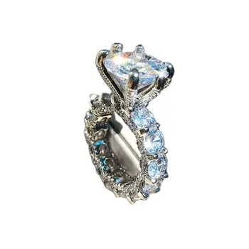 Модное Большое кольцо с шестью зубцами и позолоченным цирконом ручной работы, роскошное обручальное кольцо с яркой звездой для женщин