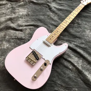 Электрогитара Custom shop розового цвета gitaar Кленовый гриф ручной работы 6 stings guitarra