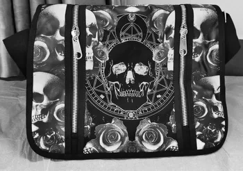 Готическая панк-холщовая сумка на молнии, сумка через плечо, сумка-тоут, сумка для покупок через плечо, женская ретро-винтажная сумка