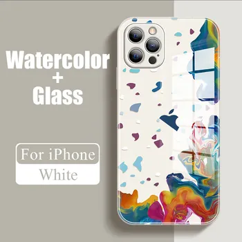 Акварельная картина маслом Чехол для телефона из закаленного стекла для iPhone 14 13 12 11 Pro Max, противоударный силиконовый чехол для мобильного телефона, задняя крышка