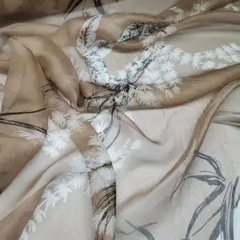 Чистое шелковое шифоновое платье в цветочек 100% Suelo Ширина Сари 136 см, шарф, рубашка, хиджаб, материал для шитья