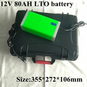 Водонепроницаемый литий-титанатный аккумулятор 12v 80ah LTO Battery Pack BMS для питания солнечной системы Golf Cart EV + зарядное устройство 10A